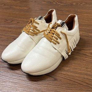 White Fringe Tennis Shoes - size 10